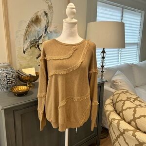 Chicos Fringe Sweater Sz 1 (M) NWOT